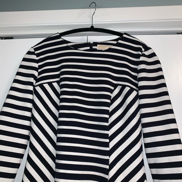 MICHEAL MICHAEL KORS fit and flare striped long sleeve mini Dress size 4 skater - Picture 10 of 12